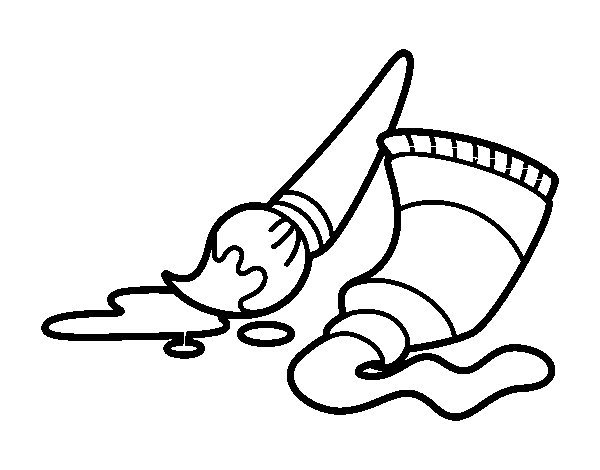 Brush and paint coloring page