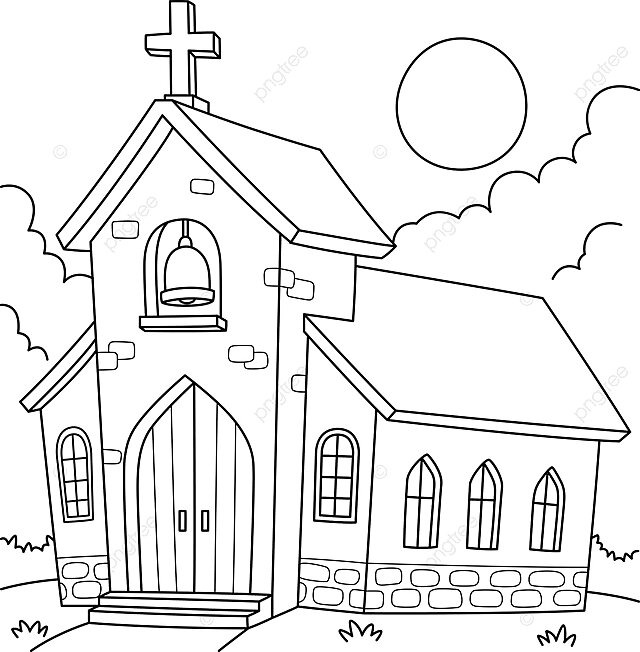 Dibujo de iglia cristiana para colorear pãgina niãos evangelio contorno color vector png dibujos dibujo de la iglia dibujo de anillo dibujo infantil png y vector para dcargar gratis