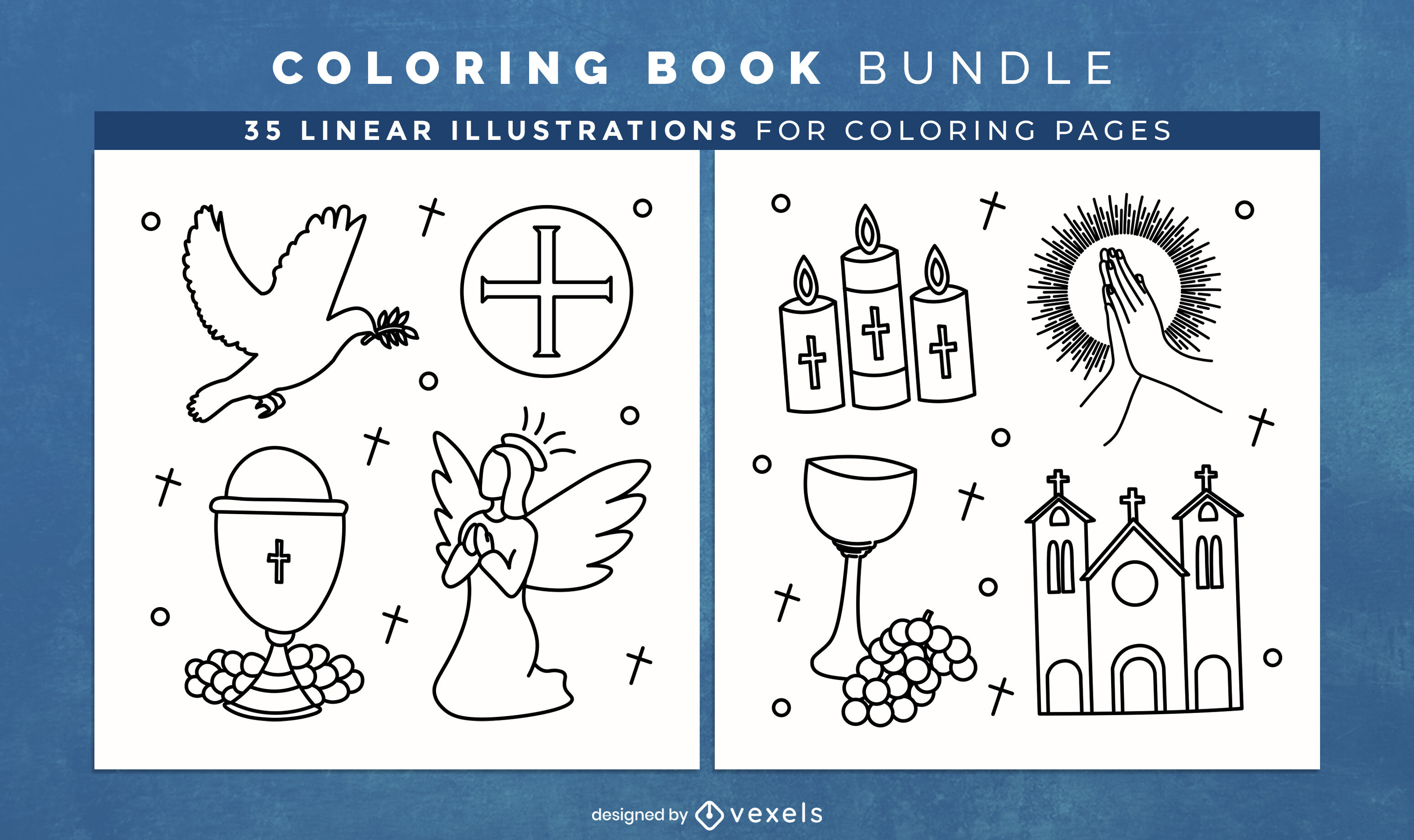 Dcarga vector de pãginas cristianas de diseão de libros para colorear