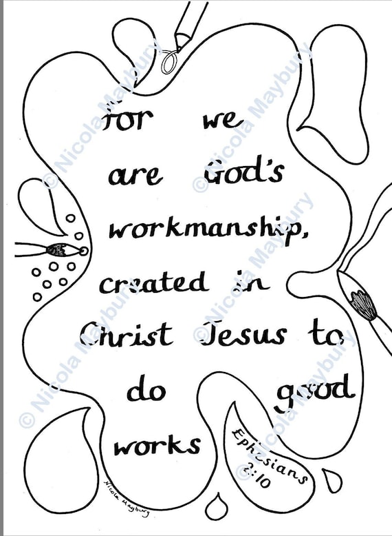 Hoja cristiana para colorear somos obra de dios creada en cristo hoja para colorear de versãculos bãblicos descargables efesios tamaão a