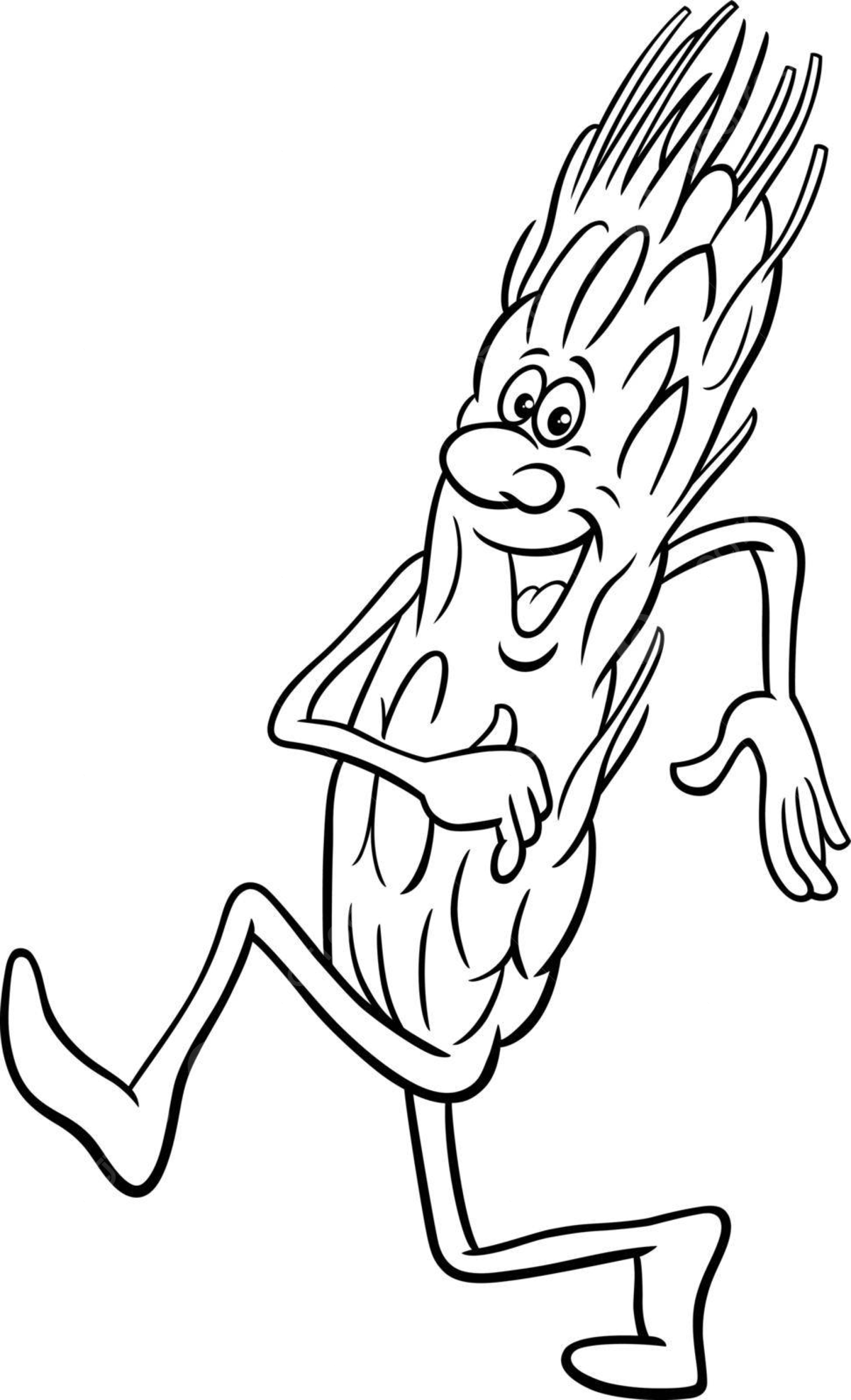 Pãgina coloreada de un cãmico personaje de grano con una piga de trigo vector png pãgina diseão colorante png y vector para dcargar gratis