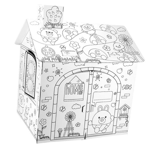 Rdboard playhouse interaction toys paper craft kits creative crafts kids indoor fun early edutional toys for games outdoor bedroom party