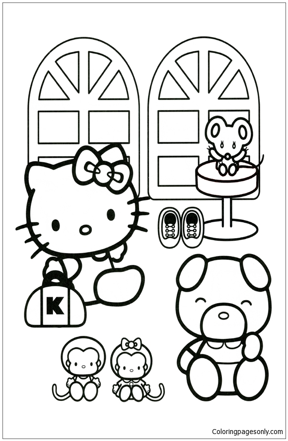 Dibujo para colorear de hello kitty y sus amigos
