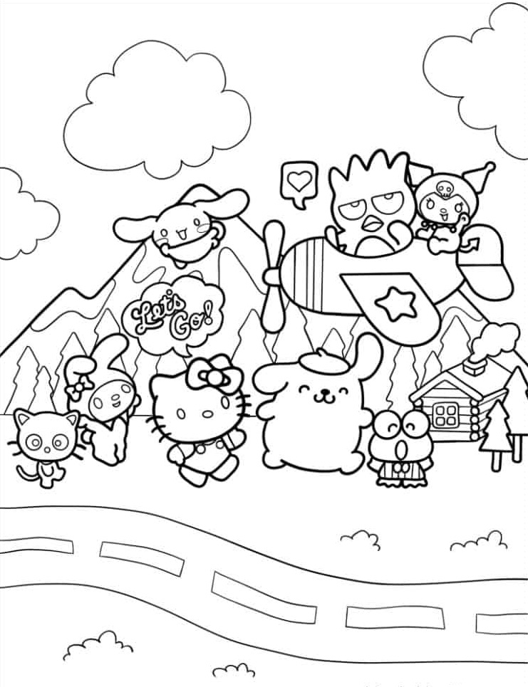 Hello kitty and friends coloring pages