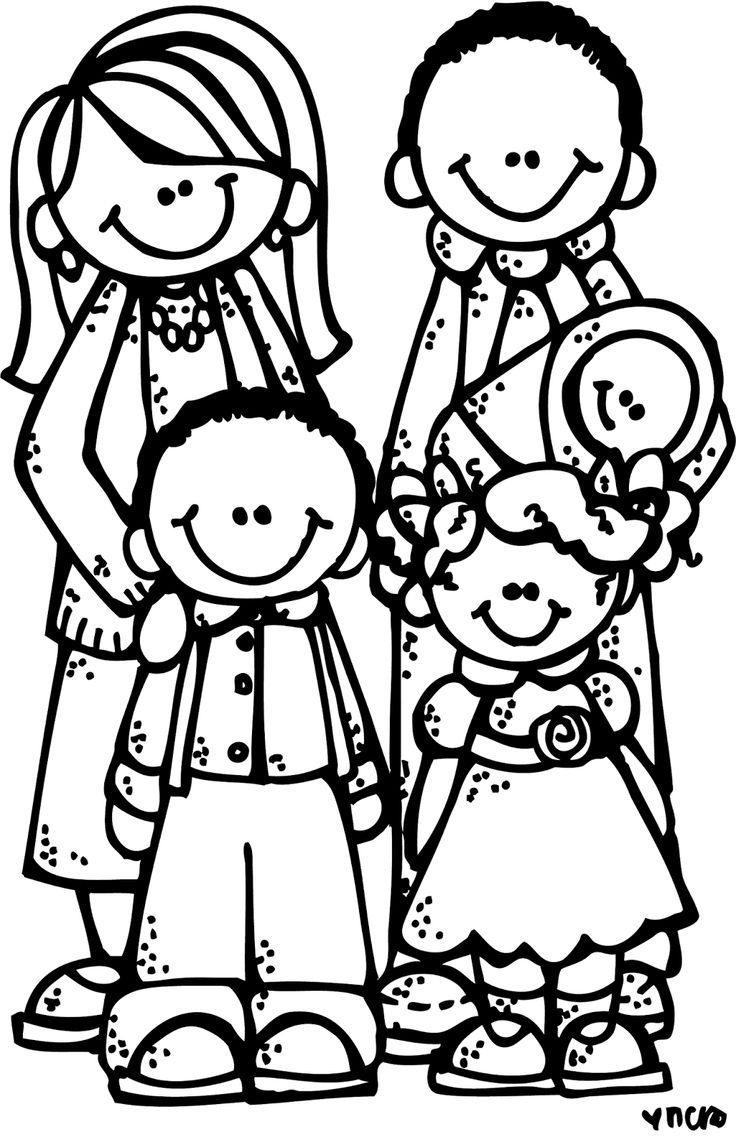 Familia coloring pag clip art drawing for kids