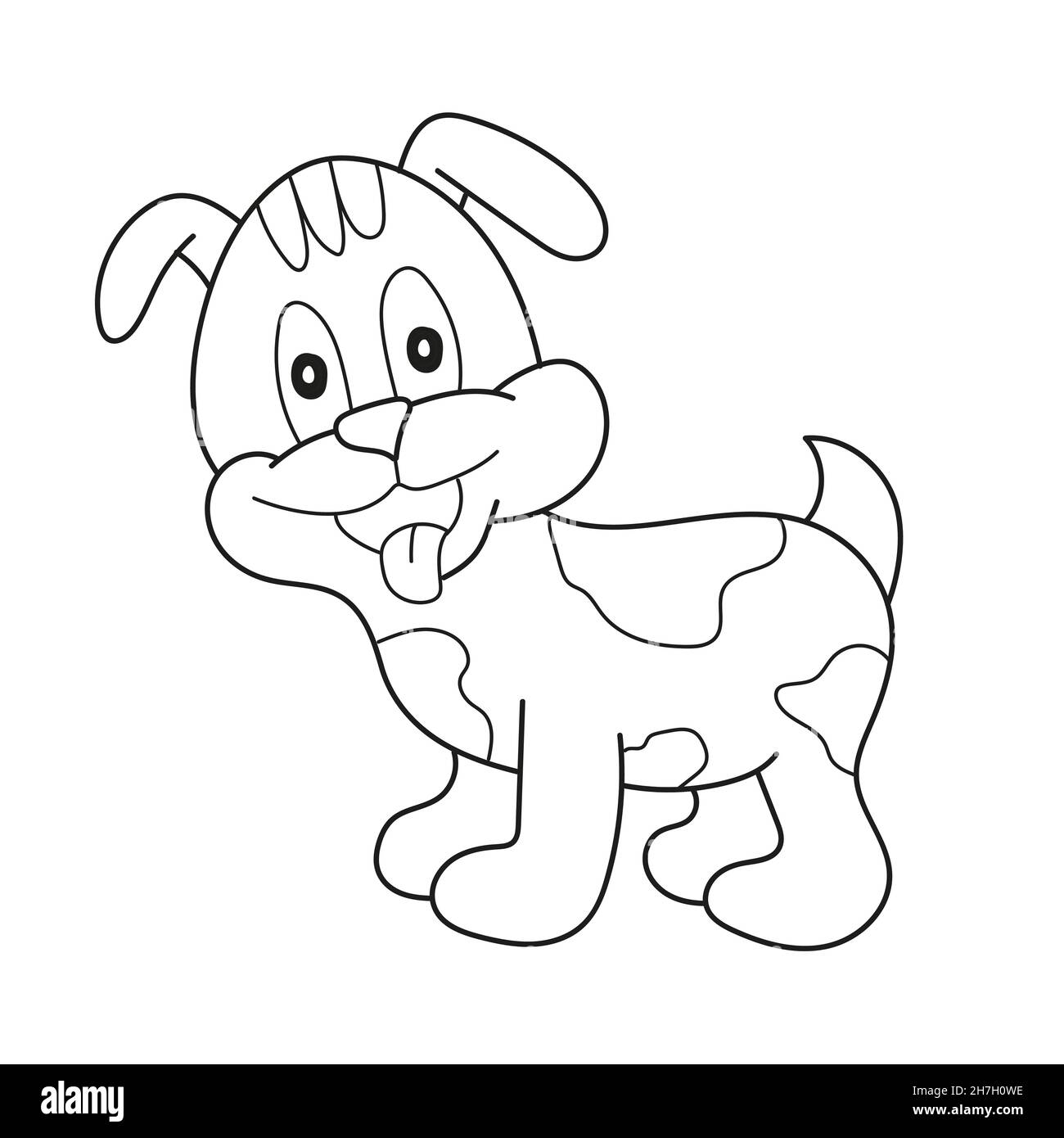 Pãgina para colorear sencilla cachorro de dibujos animados ilustraciãn vectorial de perro lindo libro para colorear para niãos imagen vector de stock