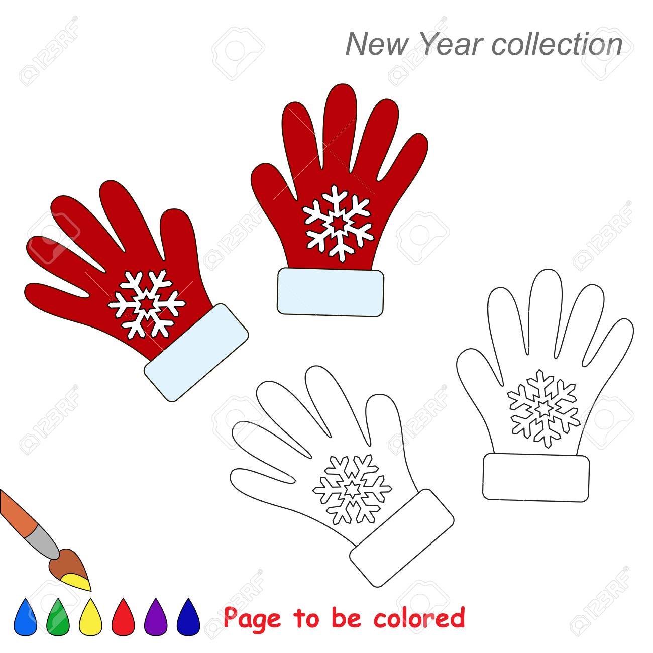 Red gloves in vector cartoon to be colored coloring book for children royalty free svg cliparts vectors and stock illustration image