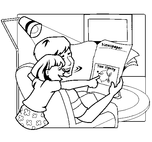 Dibujo de padre e hija felices para colorear