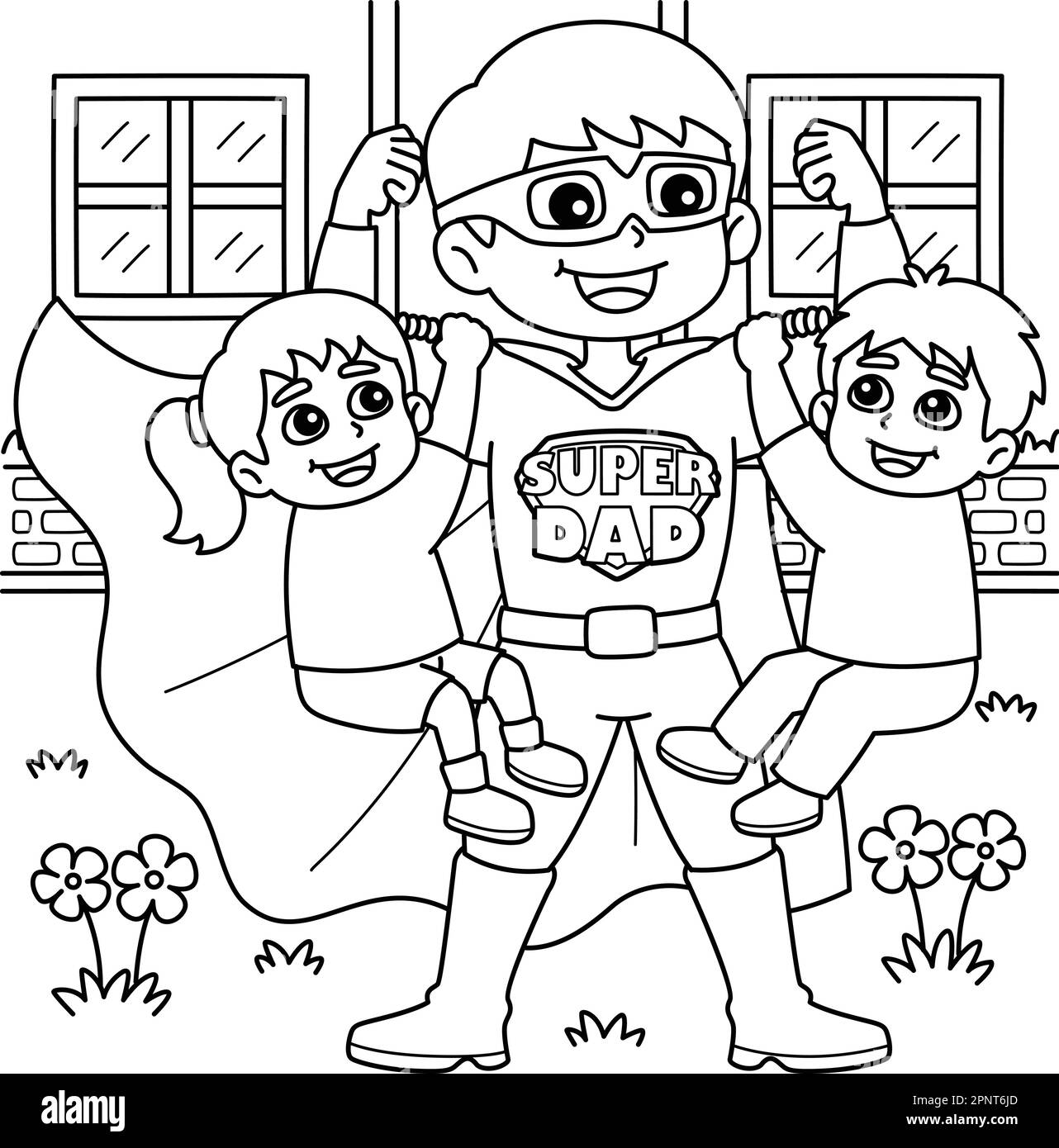 Dãa del padre super papã para colorear pãgina para niãos imagen vector de stock