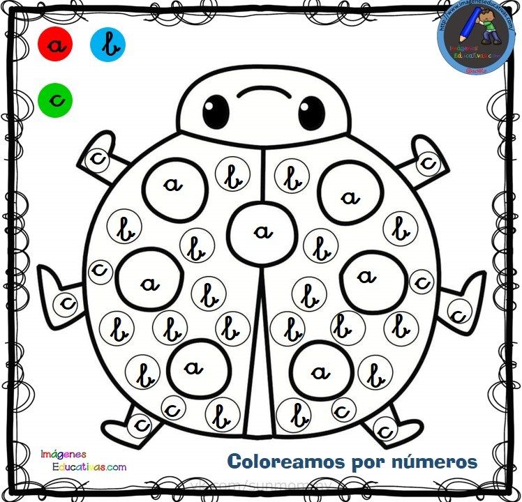 Fichas para colorear por letras nãºmeros y sãmbolos