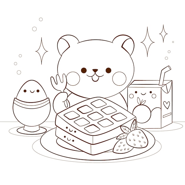 Free vector hand drawn kawaii coloring book