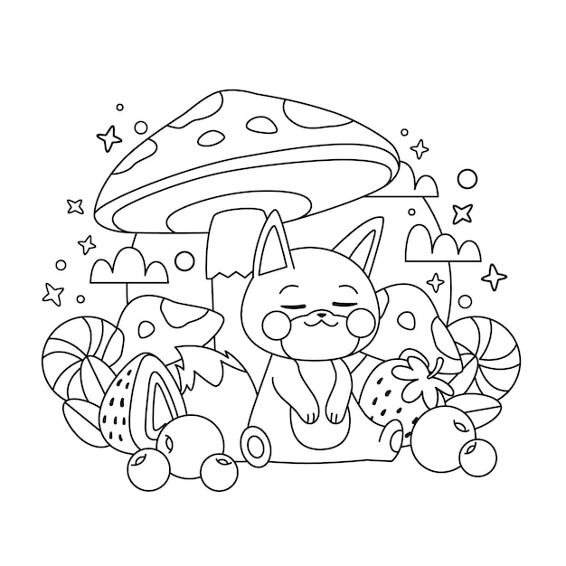 Free vector hand drawn kawaii coloring book illustration