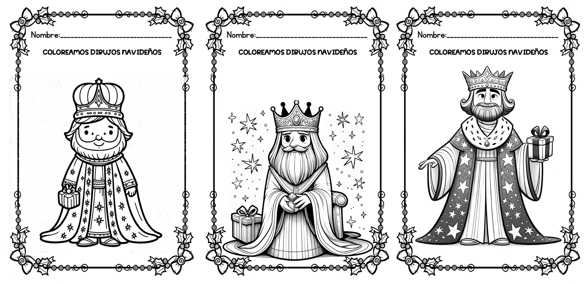 Bonitos dibujos para colorear a los rey magos pecial navidad