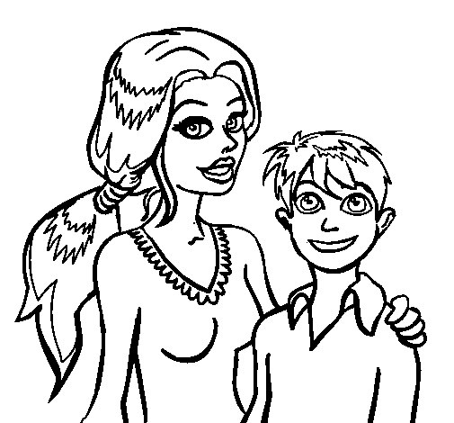 Dibujo de madre e hijo para colorear