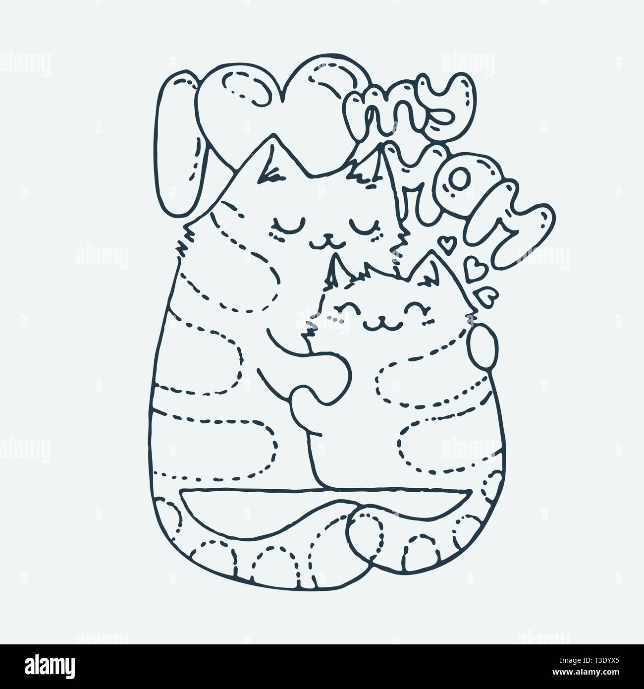 Yo amo a mi mamã caricatura del animal imãgen prediseãadas vectorial ilustraciãn para niãos diseão cartas grabados libros de colorear imagen kawaii sucio imagen vector de stock