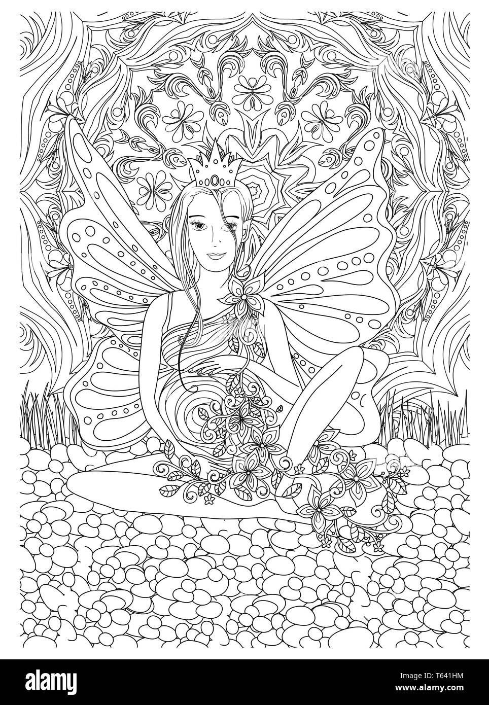 Libro para colorear de adultos pãgina con embarazada ladyembarazo en doodle style arten blanco y negro imagen vector de stock