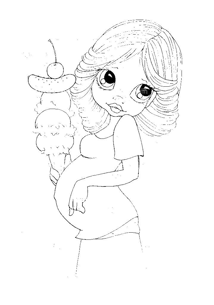 Embarazada patrãn coloring pag digital stamps colouring pag