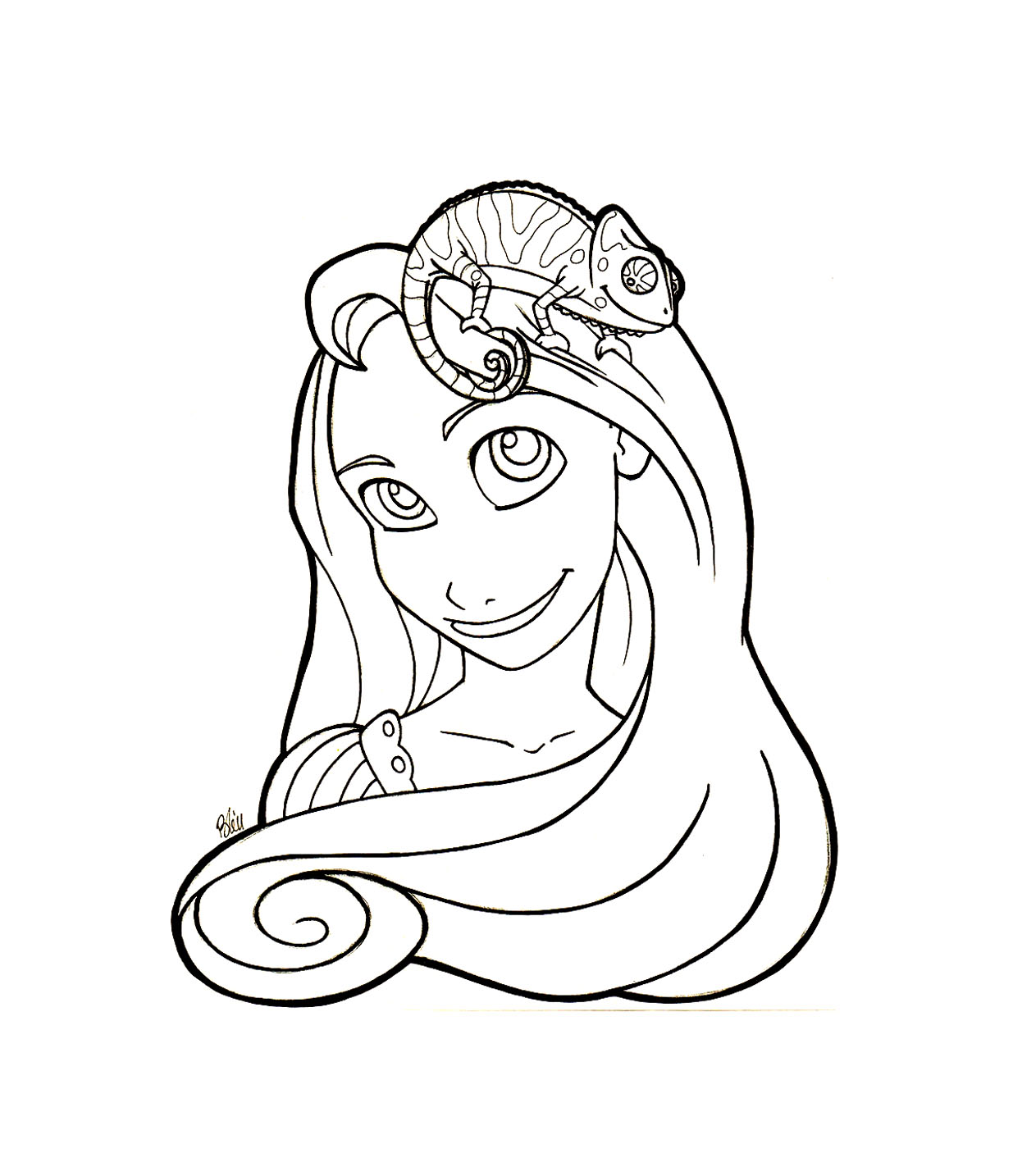 Simple dibujos para colorear de tangled rapunzel para imprimir y colorear