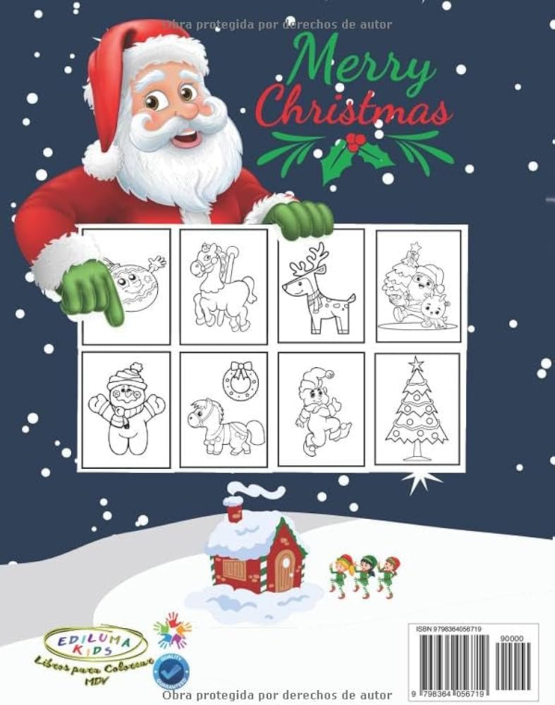 Libro de colorear de navidad para niãos dibujos divertidos con imãgen fãcil