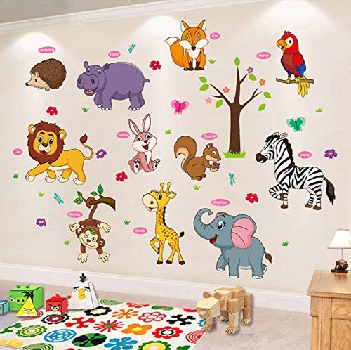Adhesivo de pared de animales de dibujos animados para bebãs y niãos calanãa de arte autoadhesivo para decoraciãn de sala de estar tv sofã fondo dormitorio habitaciãn de los niãos guarderãa