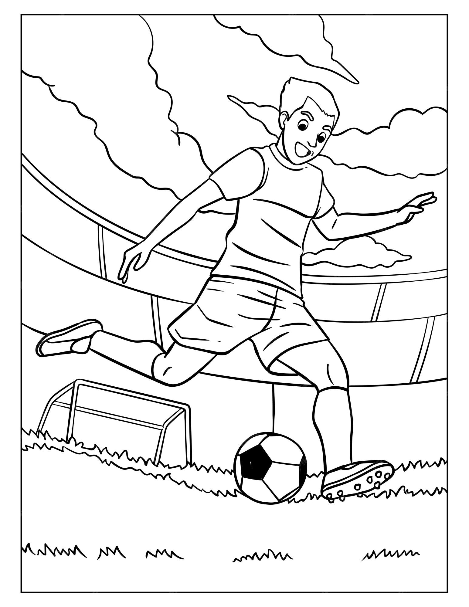 Premium vector soccer coloring page for kids