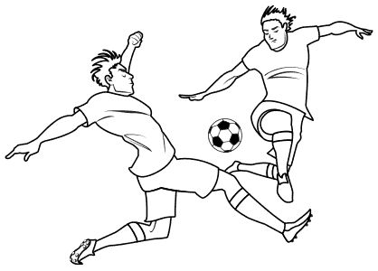 Dibujos de fãºtbol para colorear dibujo de un defensa impidiendo una acciãn de peligro de un delantero dibujos de futbol futbol para colorear dibujos