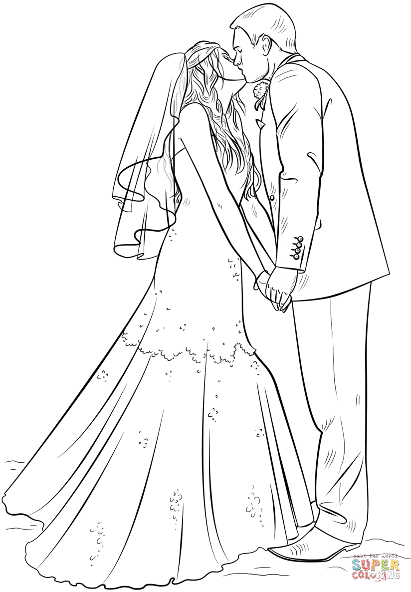 Dibujo de novia y novio para colorear dibujos para colorear imprimir gratis