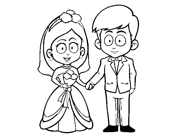 Dibujo de vivan la novia y el novio para colorear