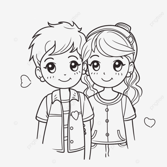 Dibujo de linda pareja para colorear paginas imprimir gratis ninos bozar boceto vector png dibujos dibujo de ala dibujo de pareja dibujo de anillo png y vector para dcargar gratis