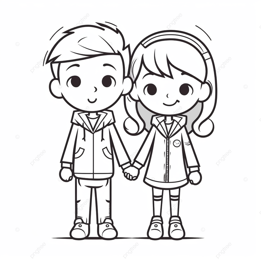 Dibujo de pareja linda pãginas para colorear con niãos tomados la mano ilustrador vector libre png dibujos dibujo de pareja dibujo de rata dibujo de anillo png imagen para dcarga gratuita