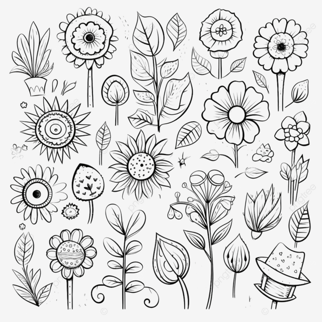 Dibujo de pãgina para colorear flor niãos y adultos elementos doodle primavera verano png dibujos dibujo de flor dibujo de verano dibujo de anillo png imagen para dcarga gratuita