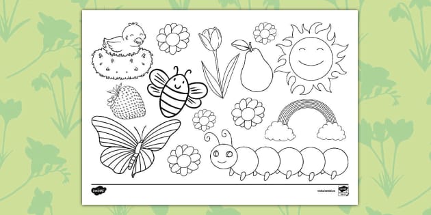Hoja de colorear dibujos de primavera profor hizo