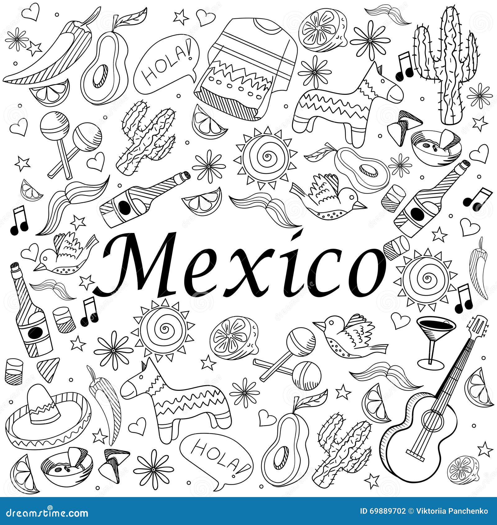 Mexico coloring book vector illustration stock vector