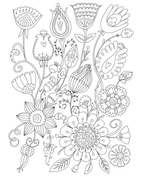 Adult coloring pages floral stock illustrations royalty