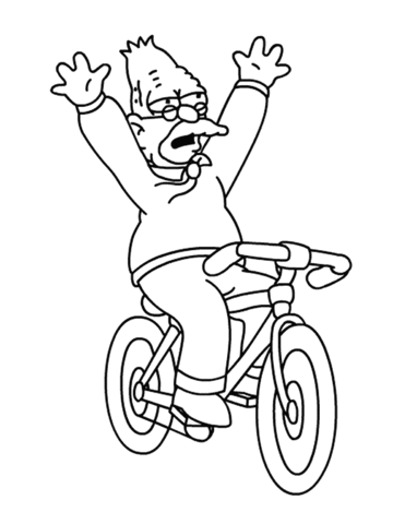 Grandpa simpson is riding a bicycle coloring page coloring pages cool coloring pages simpsons t