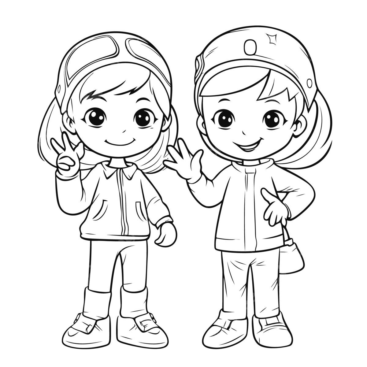 Dibujo de dos niãas que mutran el signo la paz para colorear pãginas bozar vector png dibujos dibujo de ala dibujo de niãa dibujo de anillo png y vector para dcargar gratis