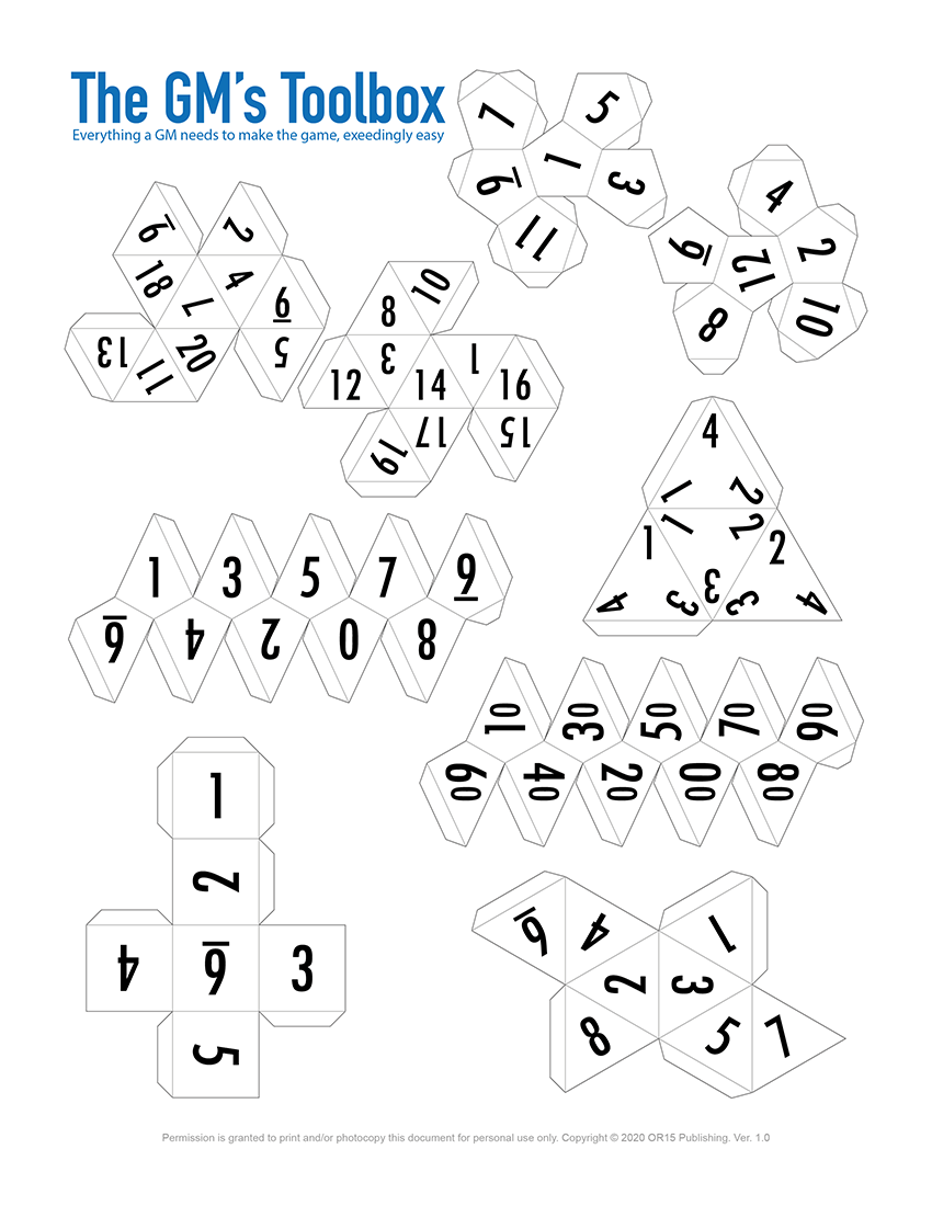 Printable dice