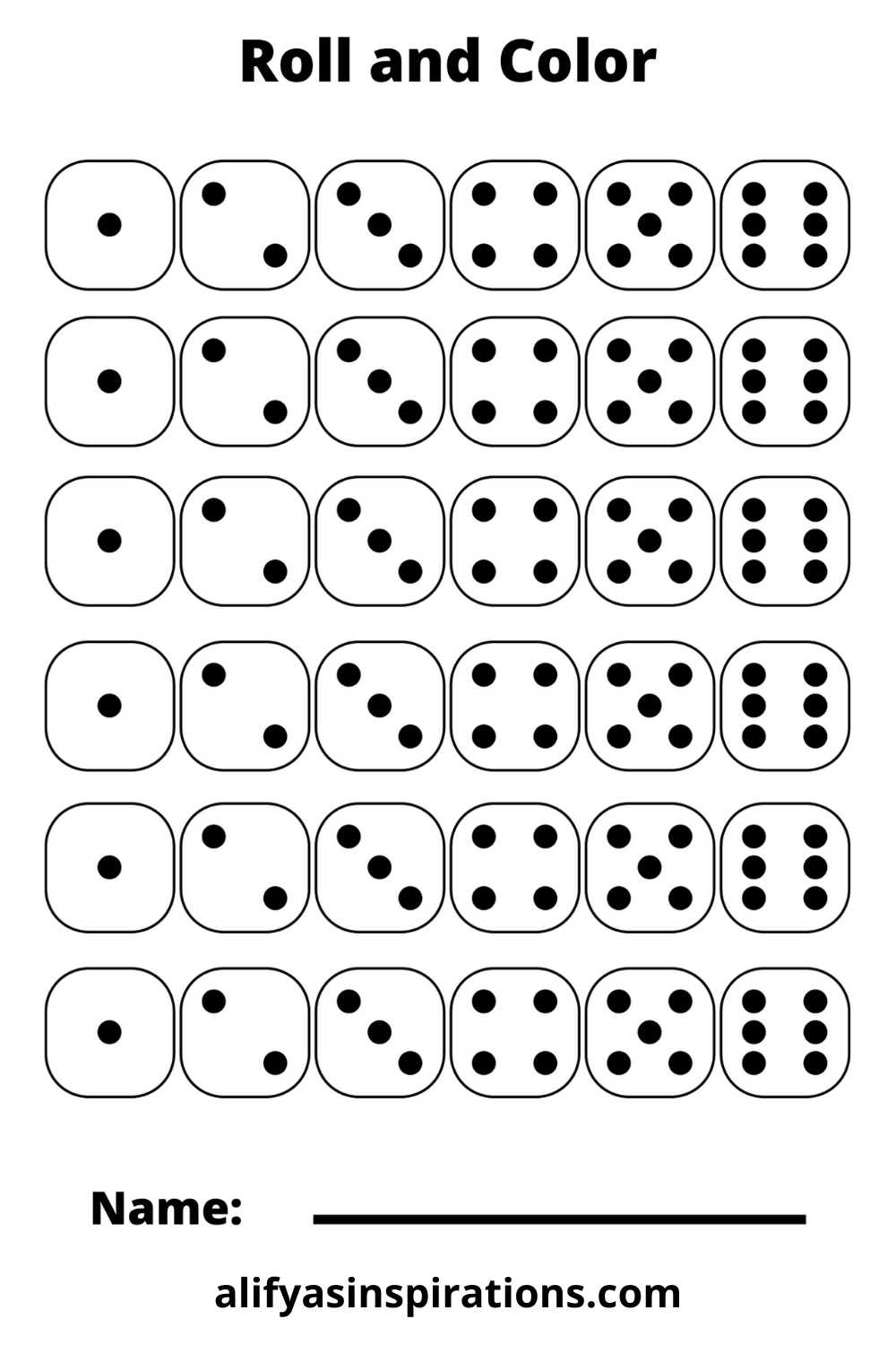 Roll and color dice game preschool learning counting games dots game preschool games