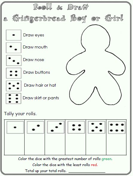 Roll and tally dice game snowman and gingerbread printables christmas kindergarten christmas classroom christmas math