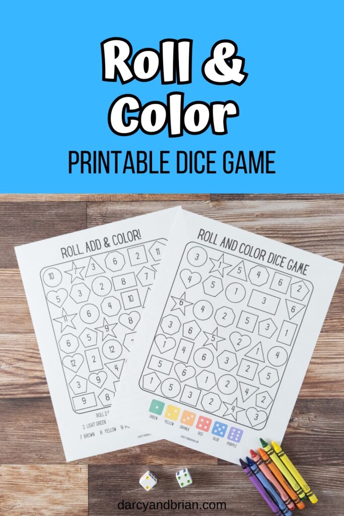 Roll and color dice game preschool kindergarten math activity