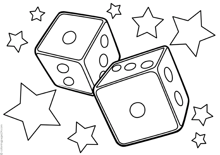 Dice coloring pages