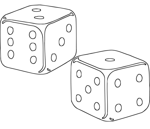Dice outline coloring page free printable coloring pages