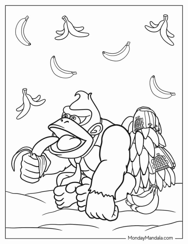 Donkey kong coloring pages free pdf printables