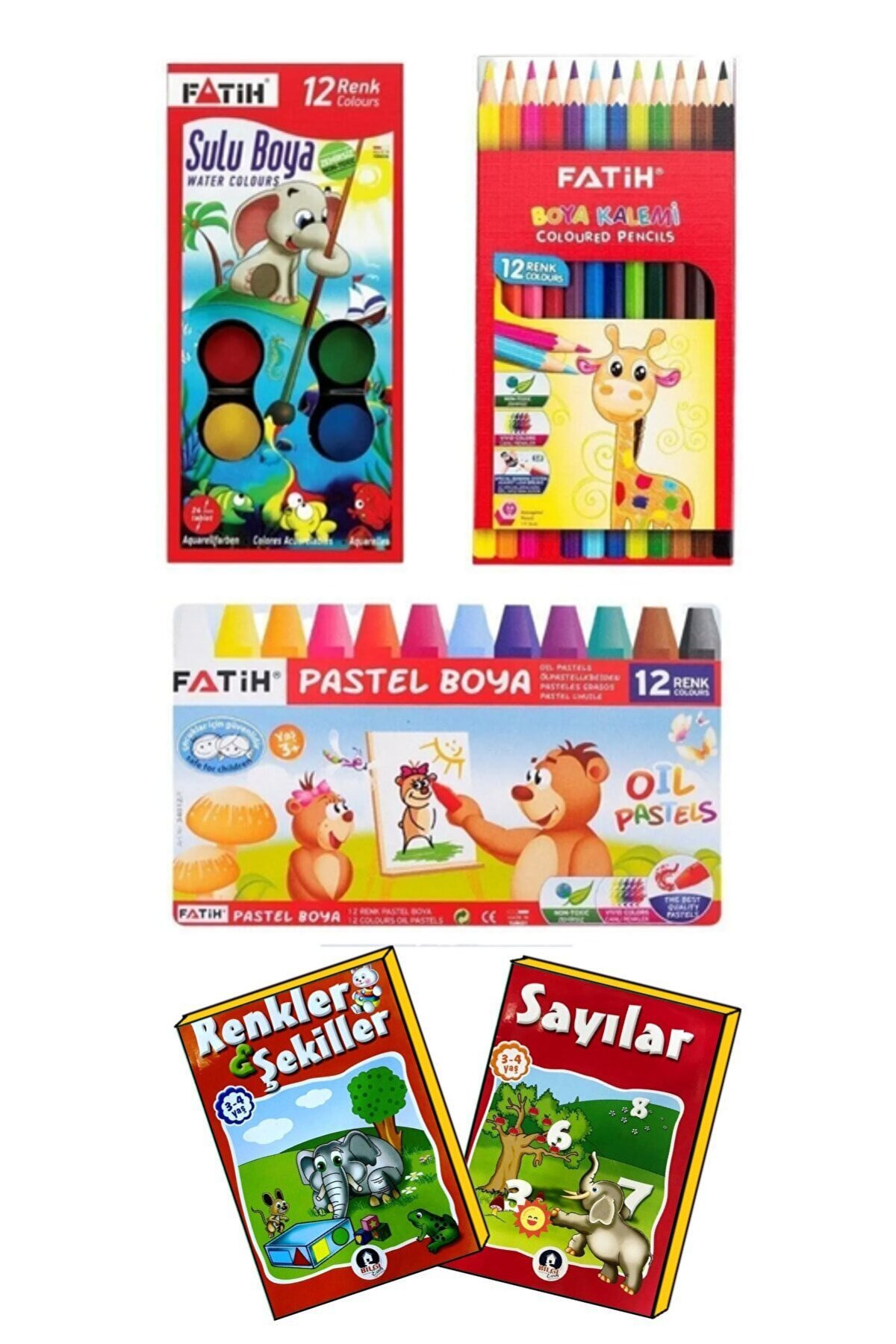 Fatih set of dry color crayon water color coloring book gift bs