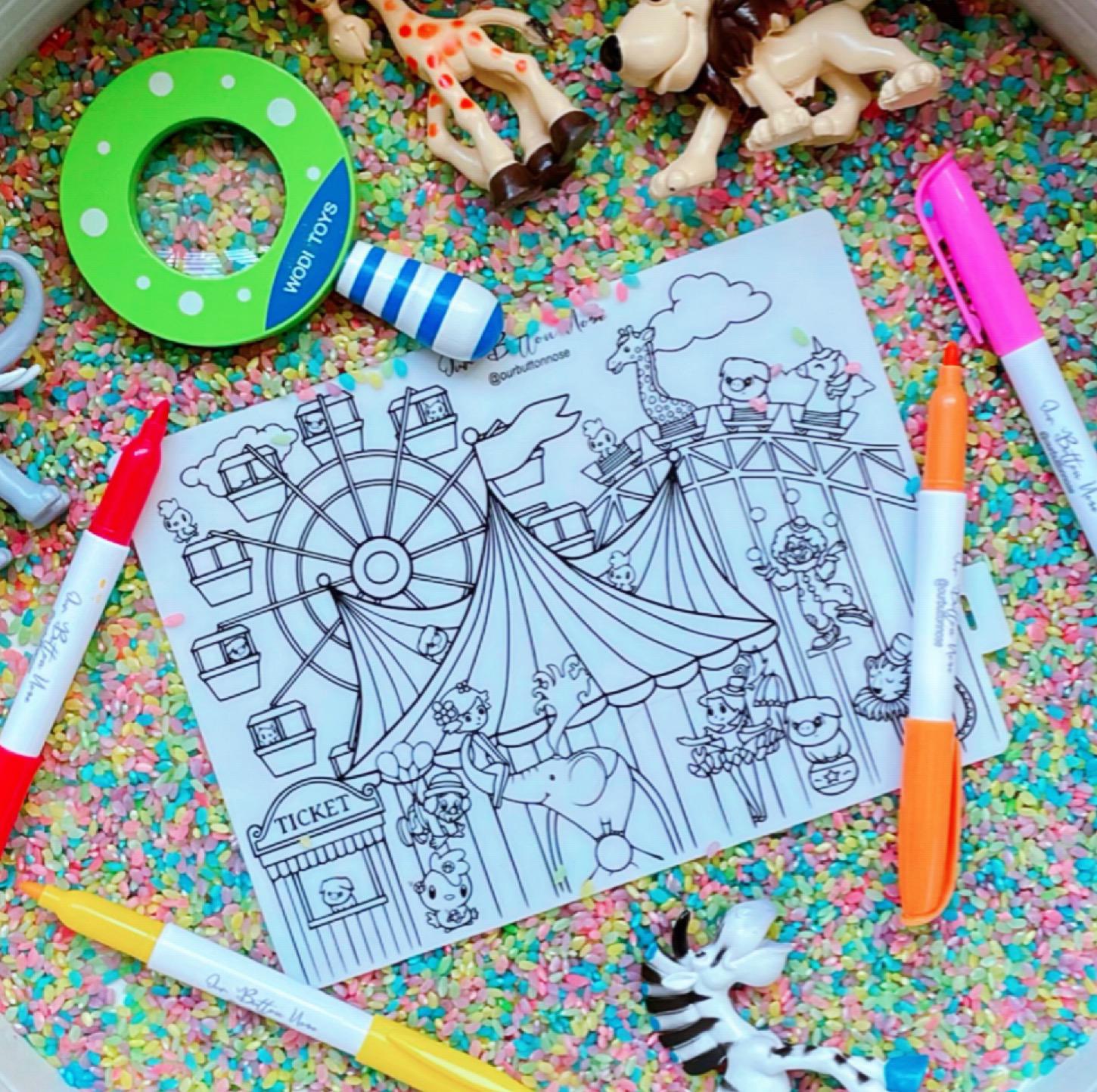 Reusable silicone colouring mat cm x cm â theme park
