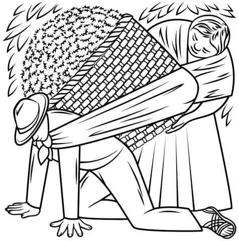 The flower carrier by diego rivera coloring page free printable coloring pages