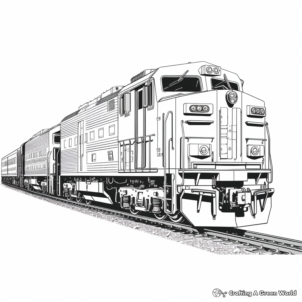 Realistic train coloring pages