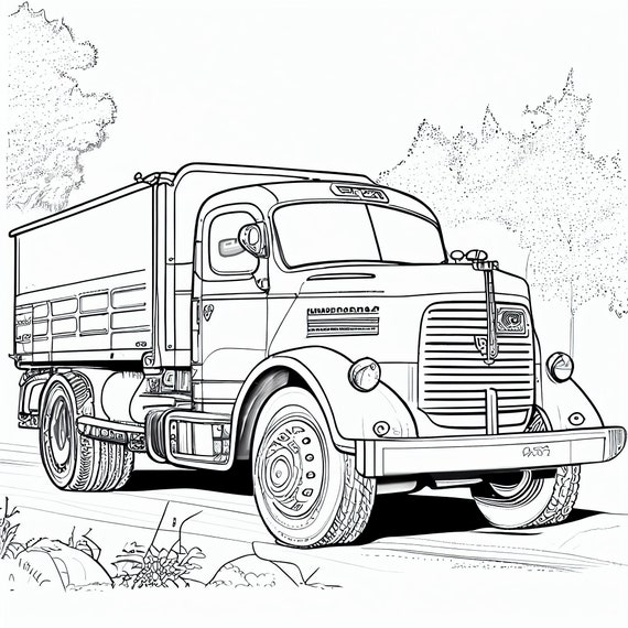Trucks galore exciting coloring pages for kids pages instant download print paint