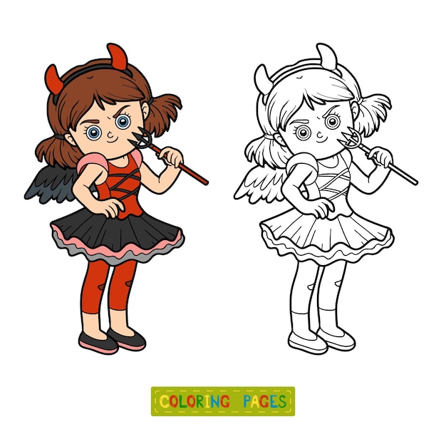 Encuentra diferencias juego educativo para niãos chica diablo vector premium