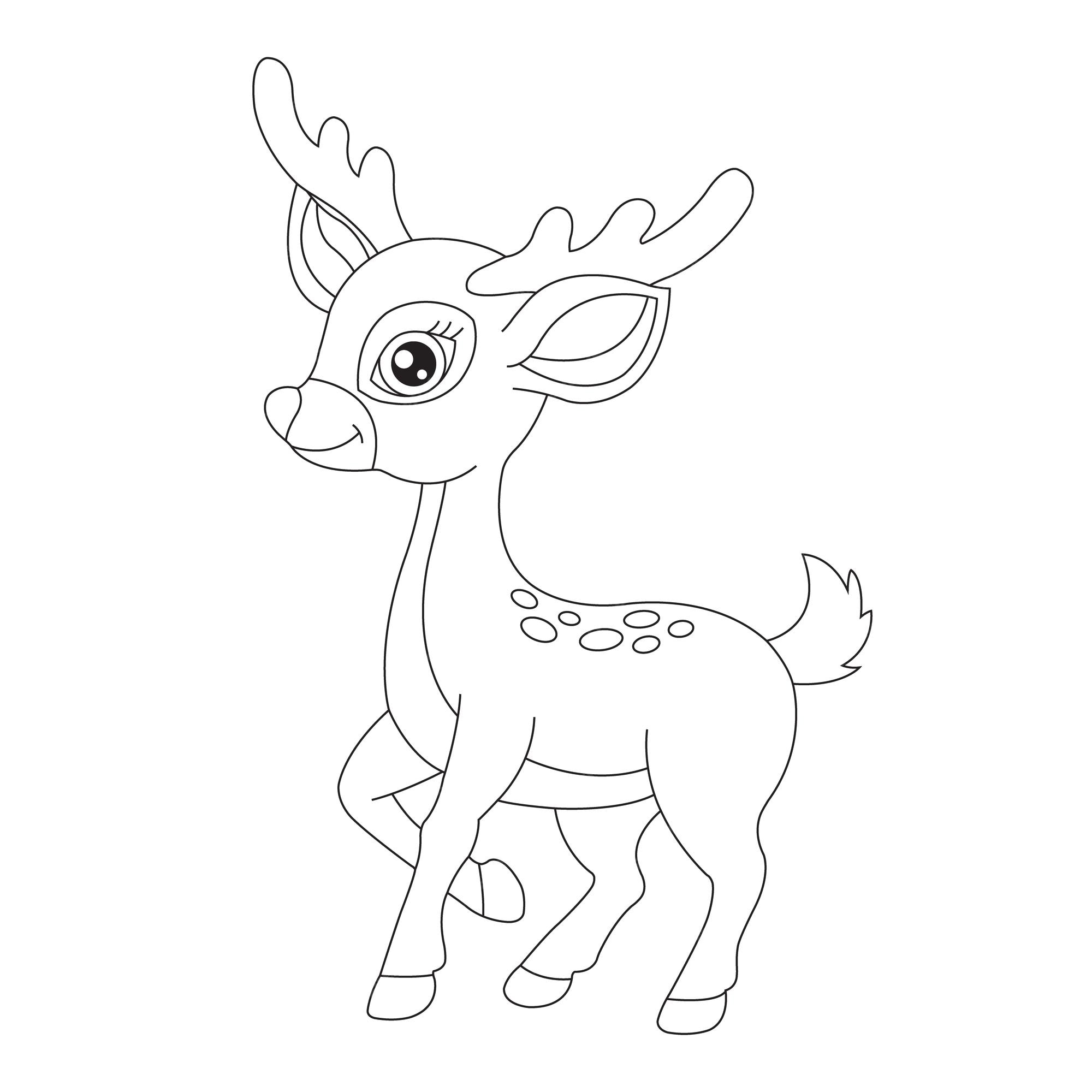 Ciervo lindo pãgina para colorear para niãos contorno animal reno libro para colorear dibujos animados vector ilustraciãn vector premium